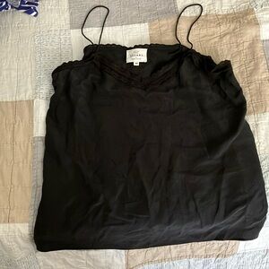 Sezane black 100% silk lace trim cami